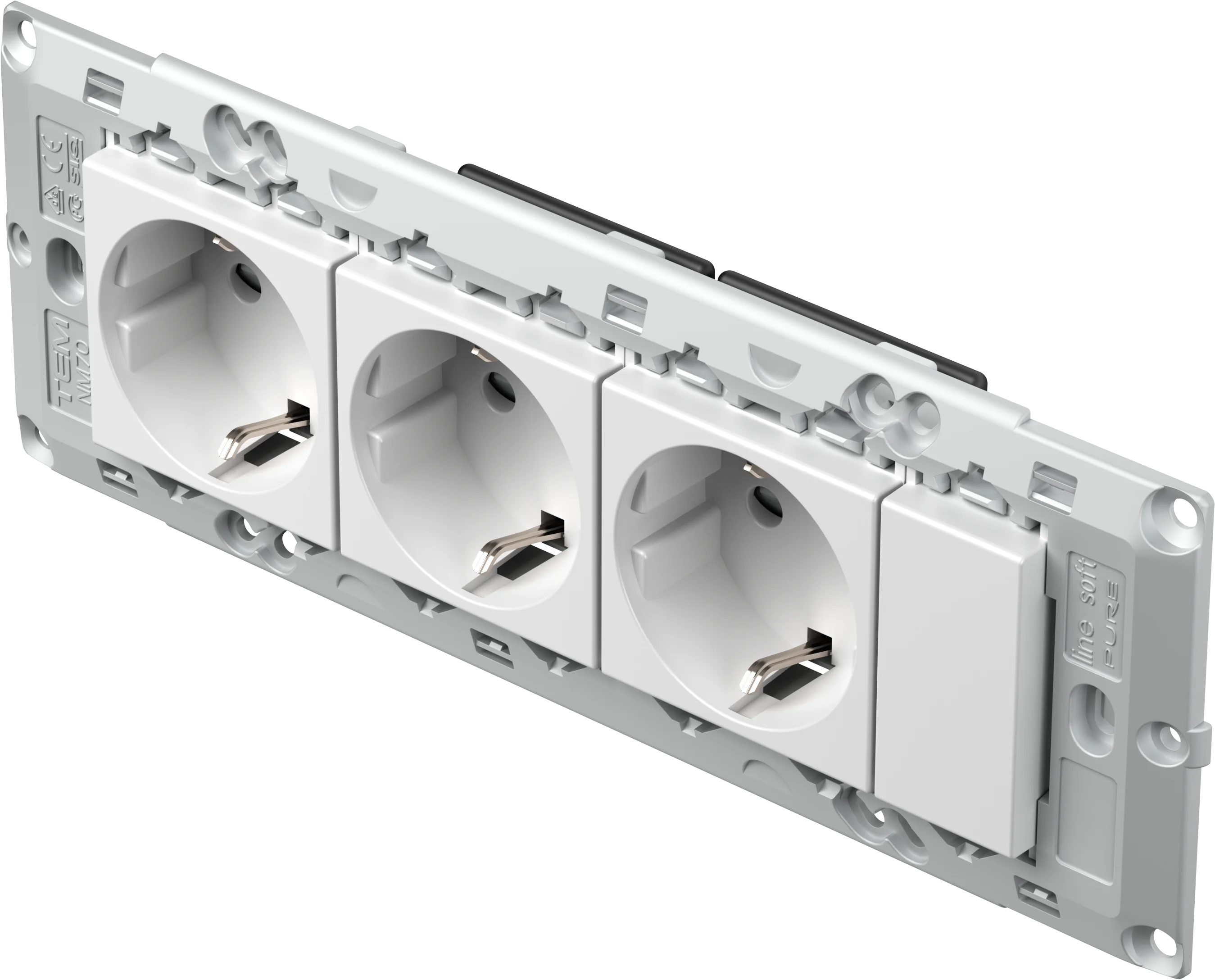 Set Vtičnic 3X Schuko TEM MODUL 16A 250V~ 7M – bela sijaj – šifra CM11PW-U