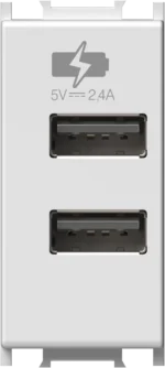 Polnilnik Usb TEM MODUL 2,4A 5V 1M – bela mat – šifra EM67MW-U