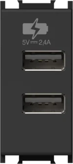 Polnilnik Usb TEM MODUL 2,4A 5V 1M – črna mat (soft touch) – šifra EM67SB-U