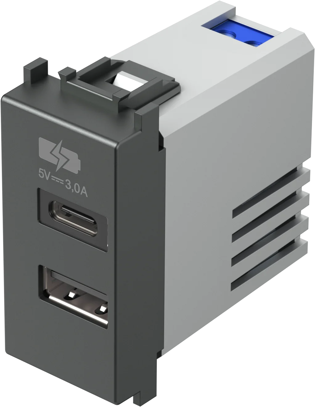 Polnilnik Usb TEM MODUL 3,0A 5V 1M – antracit – šifra EM68AT-U