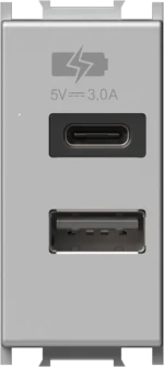 Polnilnik Usb TEM MODUL 3,0A 5V 1M – srebrna mat (elox) – šifra EM68ES-U