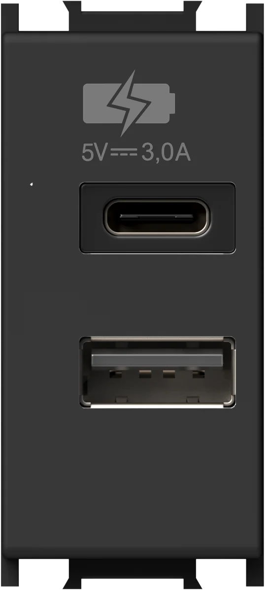 Polnilnik Usb TEM MODUL 3,0A 5V 1M – črna mat (soft touch) - slika 2