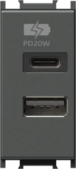 Polnilnik Usb TEM MODUL 1M – antracit – šifra EM69AT-U