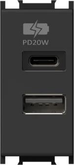 Polnilnik Usb TEM MODUL 1M – črna mat (soft touch) – šifra EM69SB-U