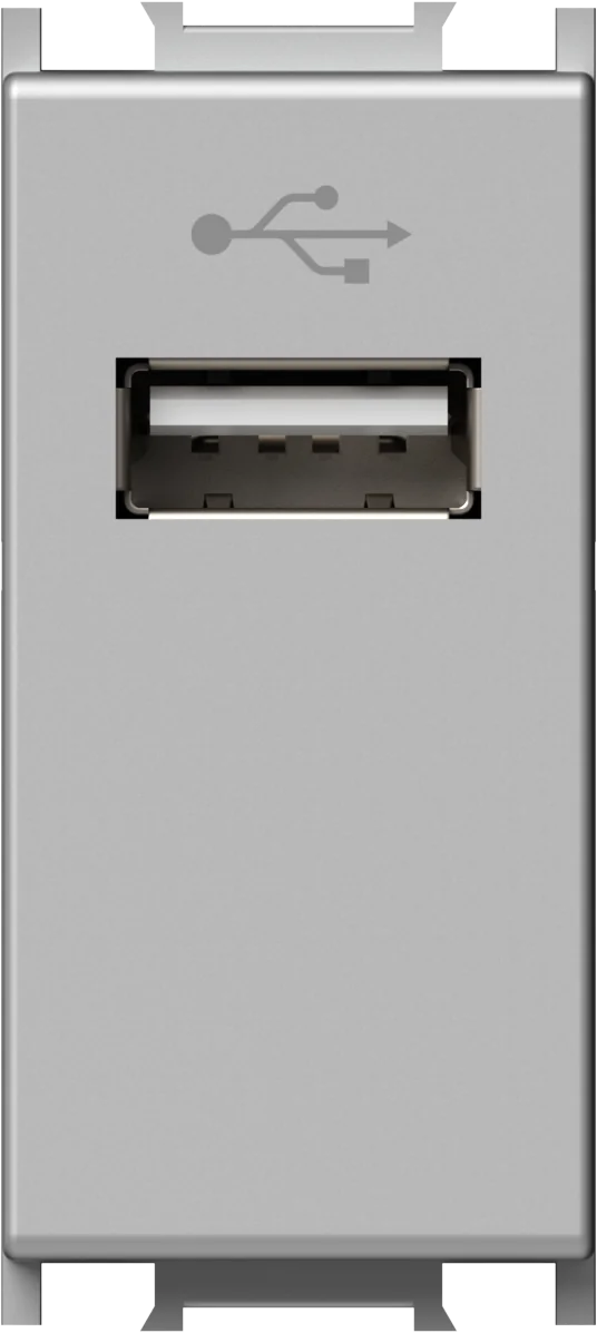 Vtičnica Usb TEM MODUL 1M – srebrna mat (elox) - slika 2