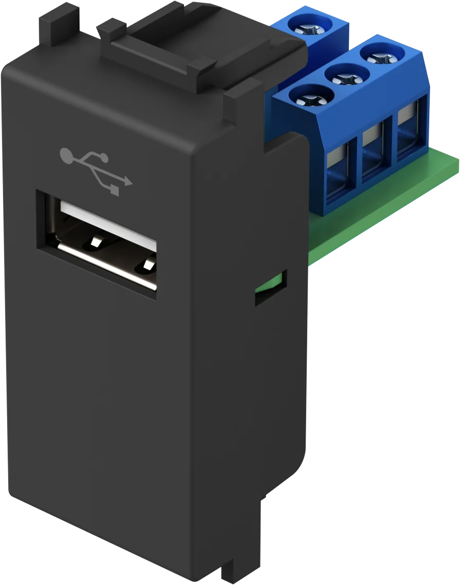 Vtičnica Usb TEM MODUL 1M – črna mat (soft touch)