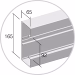 Osnova Kanala Ma TEM DISTRIBUCIJA 165×65 mm – srebrna mat (elox) – šifra RT21ES-U