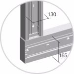 L Kotni Element Ma TEM DISTRIBUCIJA 165×65 / 130 mm – srebrna mat (elox) – šifra RT44ES-U