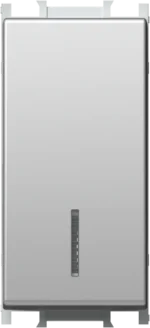 Stikalo Enopolno TEM MODUL 16AX 250V~ 1M z indikatorjem – srebrna mat (elox) – šifra SM10ESIN-U