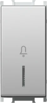 Tipkalo Enopolno TEM MODUL 16A 250V~ 1M – srebrna mat (elox) (simbol: zvonec) – šifra SM11ESIN01-U