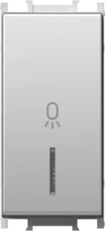 Tipkalo Enopolno TEM MODUL 16A 250V~ 1M – srebrna mat (elox) (simbol: luč) – šifra SM11ESIN02-U