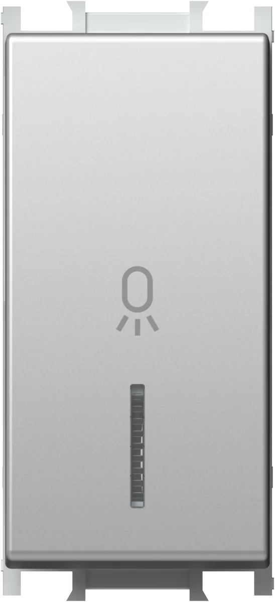 Tipkalo Enopolno TEM MODUL 16A 250V~ 1M – srebrna mat (elox) (simbol: luč) - slika 2