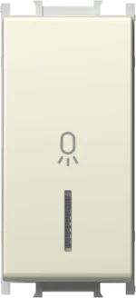 Tipkalo Enopolno TEM MODUL 16A 250V~ 1M – bež sijaj (simbol: luč) – šifra SM11IWIN02-U