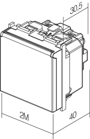 Vtičnica Schuko+Ks+Pokrov TEM MODUL 16A 250V~ 2M – bela mat + bela mat – šifra VM11MM-U