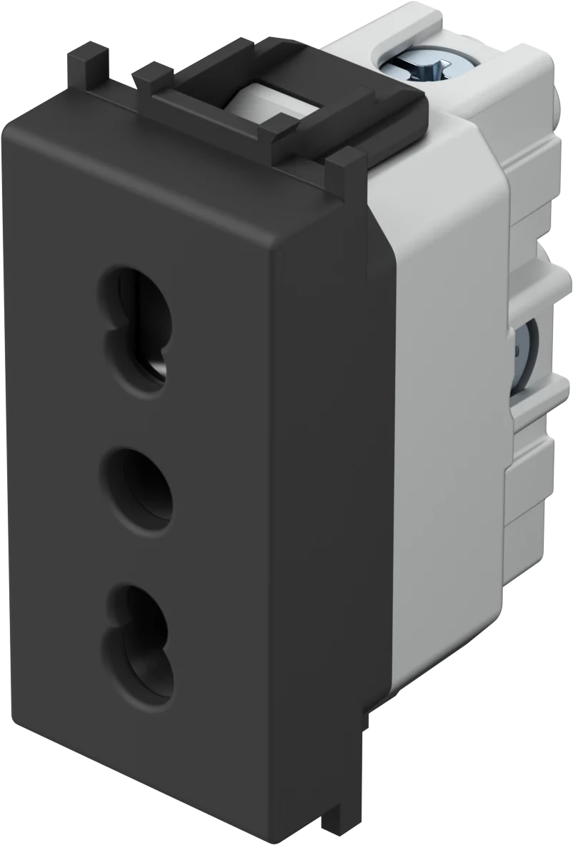 Vtičnica Italijanska P17/11+Ks TEM MODUL 16A 250V~ 1M – črna mat (soft touch)