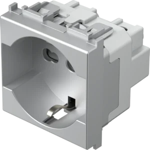 Vtičnica Schuko/Ita P17/11+Ks TEM MODUL 16A 250V~ 2M – srebrna mat (elox) – šifra VM31ES-U