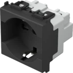 Vtičnica Schuko/Ita P17/11+Ks TEM MODUL 16A 250V~ 2M – črna mat (soft touch) – šifra VM31SB-U