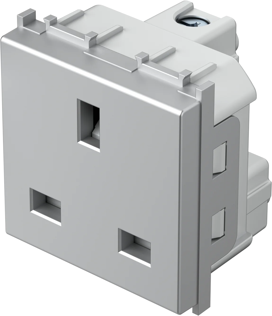 Vtičnica Britanska Bs 1363-2+Ks TEM MODUL 13A 250V~ 2M – srebrna mat (elox) – šifra VM52ES-U