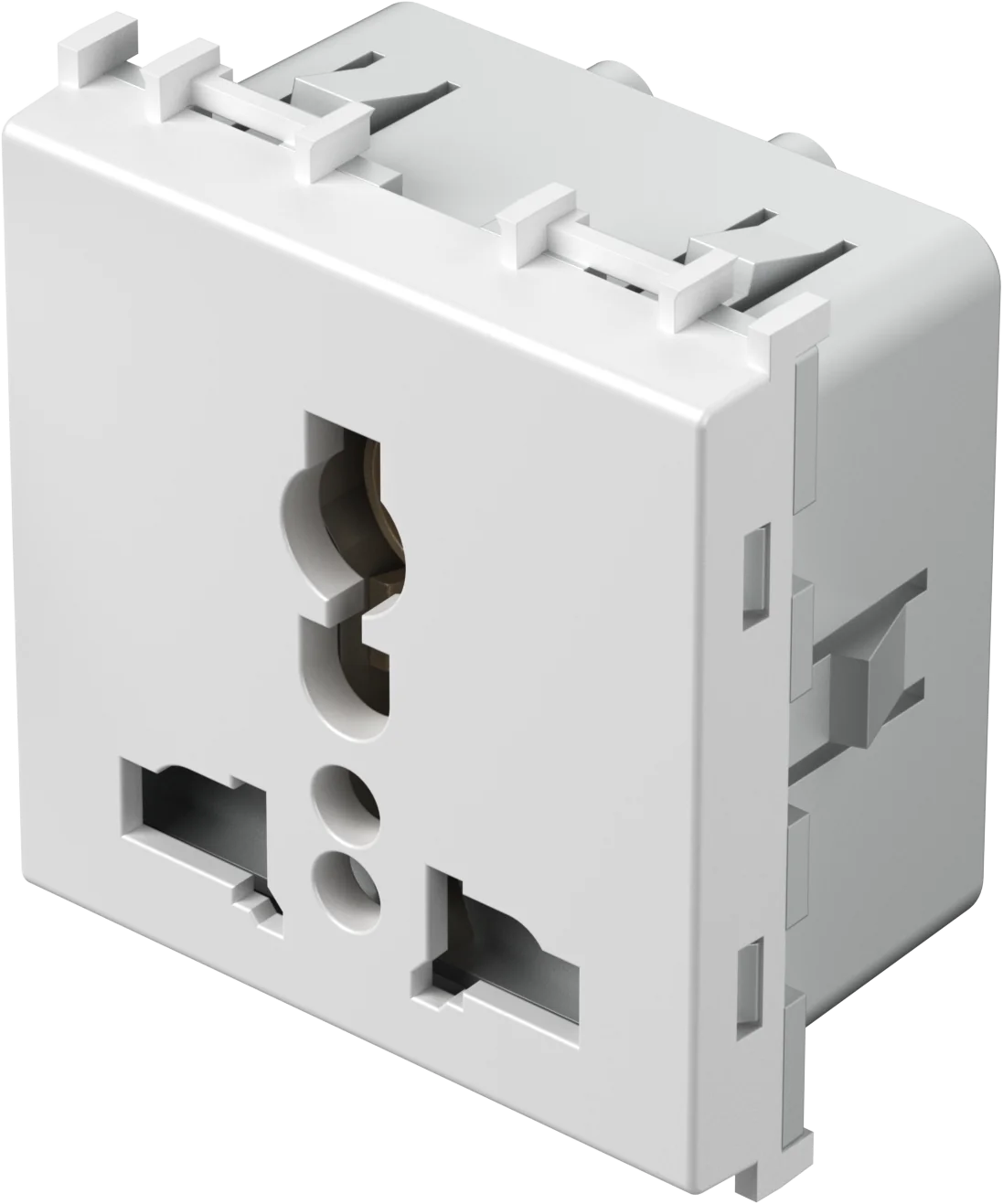 Vtičnica Večstandardna+Ks TEM MODUL 13A 250V~ 2M – bela sijaj – šifra VM55PW-U